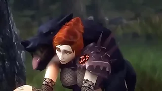Redhead fucked by wolfs nearby forest